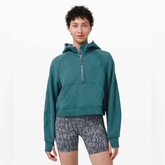 lululemon athletica Tops - Lululemon Scuba Oversized 1/2 Zip Hoodie Heathered Desert Teal